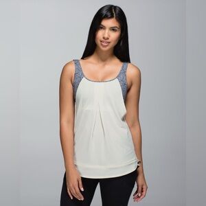 Lululemon Run Times Tank Top Heathered Ghost Plush Petal Black